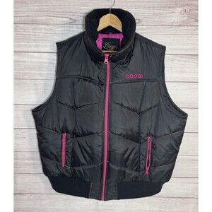 Coogi VINTAGE Women's Hooded Puffer Vest 4 X Black NO HOOD